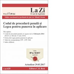 Codul Penal Si Codul De Procedura Penala Cod 690 Actualizat La 10 06 2019 Pret 31 25 Lei