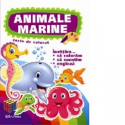 Animale marine. Carte de colorat. Invatam... sa coloram, exercitii grafice, engleza