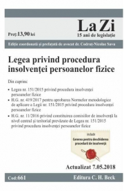 Legea privind procedura insolventei persoanelor fizice Act. 7. 05. 2018