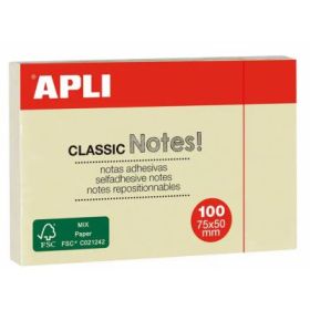 Notite adezive Apli, 50*75mm, 100 file, galben