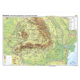 Romania. Harta fizico-geografica si a resurselor naturale de subsol - CR-3101A 160x120 cm