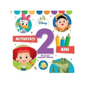 Disney. Activitati 2 ani. Deseneaza, coloreaza, numara