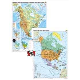 America de Nord. Harta fizico-geografica si a principalelor resurse naturale de subsol si America de Nord. Harta politica – Duo Plus ( CR-3113DPA120x160 cm)