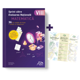 Sprint catre Evaluarea Nationala - MATEMATICA - 36 de teste cu bareme si rezolvari + 3 Semne de carte (cu formule matematice - algebra, geometrie plana, geometrie in spatiu) oferite gratuit