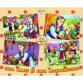 Puzzle Fata babei si fata mosneagului. 4 imagini