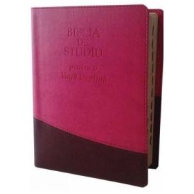 Biblia de studiu pentru o viata deplina. Editia de lux, coperta piele ecologica roz-maro, LPI010