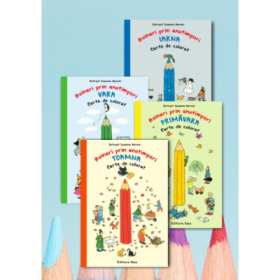 Pachet carti de colorat Hoinari prin anotimpuri, 4 volume - Rotraut Susanne Berner