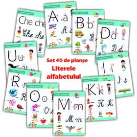 Literele alfabetului. Set 40 de planse didactice pentru clasa pregatitoare si pentru clasa 1