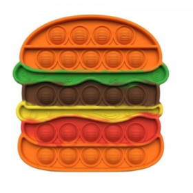 Jucarie antistres din silicon Flippy, pop it now and flip it hamburger portocaliu