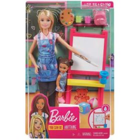 Set de joaca Barbie. Mobilier cu papusa profesoara de pictura, Barbie