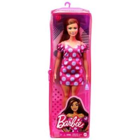 Papusa Satena cu rochie roz cu buline, Barbie