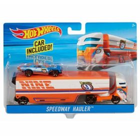 Set camion si masina sport Speedway Hauler, Hot Wheels