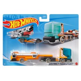 Set Camion si Masina Sport District Transport, Hot Wheels