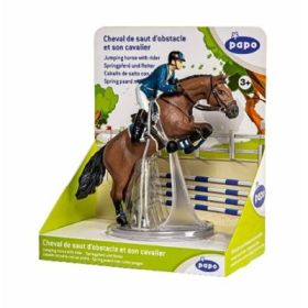 Set figurina Jocheu si cal sarind, Papo