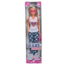 Papusa Steffi Jeans Fashion Cu Bluza Alba, Steffi Love