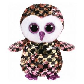 Boos Bufnita Checks cu paiete, din plus, 15 cm, TY