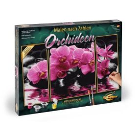 Kit pictura pe numere orhidee, 3 tablouri, Schipper