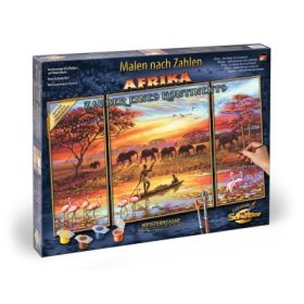 Kit pictura pe numere Africa un continent magic, 3 tablouri, Schipper