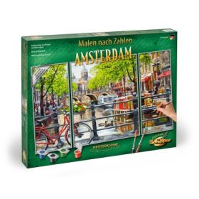 Kit pictura pe numere Amsterdam Olanda, 3 tablouri, Schipper