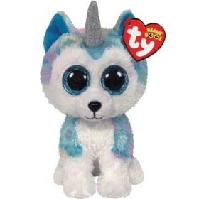 Jucarie de plus Beanie Boos, Catelusa Husky Unicorn, 15 cm, TY