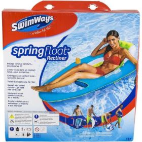 Sezlong Plutitor Recliner cu Spatar si Suport Pahare, verde, Swimways