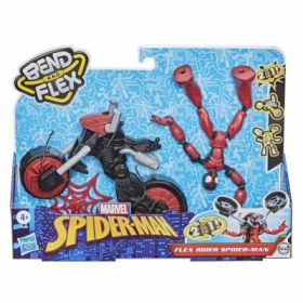 Figurina Spiderman flexibila cu motocicleta, Spider-Man