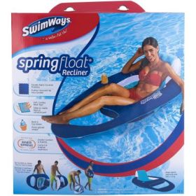 Sezlong Plutitor Recliner cu Spatar si Suport Pahare, bleu, Swimways