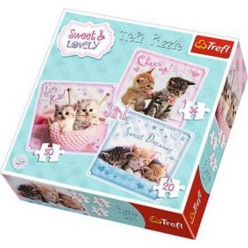 Puzzle 3in1 pisici dragalase, Trefl