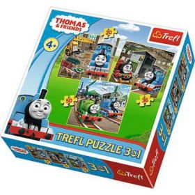 Puzzle 3in1 Thomas intra in actiune, Trefl