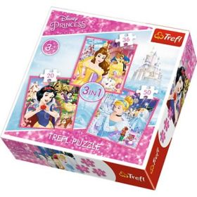 Puzzle 3in1 lumea minunata a printeselor, Trefl