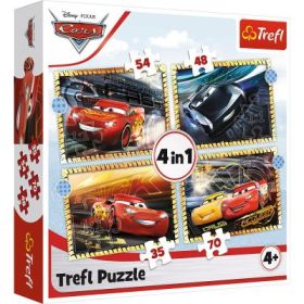 Puzzle 4in1 Cars. Pe locuri, fiti gata, start!