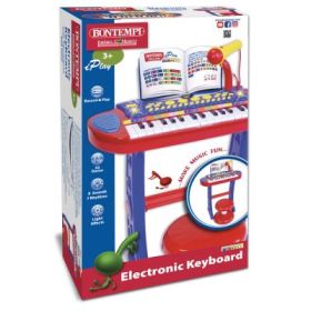 Orga electronica albastra cu scaun si microfon, Bontempi