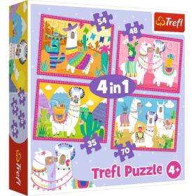 Puzzle 4 in 1, Lama in vacanta, 35/48/54/70 piese