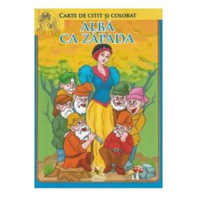 Alba ca zapada si cei sapte pitici. Carte de citit si colorat