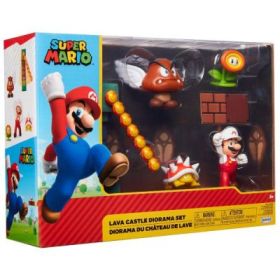 Set diorama Castelul de lava cu figurina 6 cm, Nintendo Mario