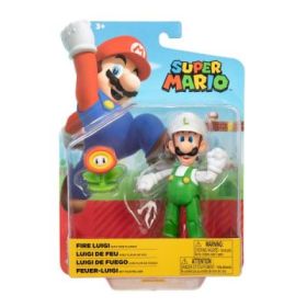 Figurina 10 cm, Nintendo Mario, Luigi cu floare de foc