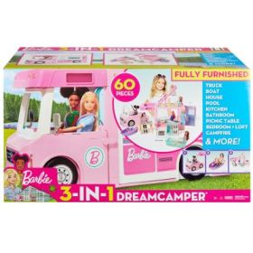 Barbie 3in1 rulota de vis super accesorizata cu 60 de piese