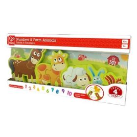 Puzzle Numere si Animale de la ferma, 10 piese, Hape