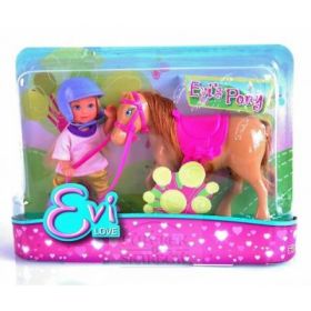 Set Papusica Evi cu calut maro deschis