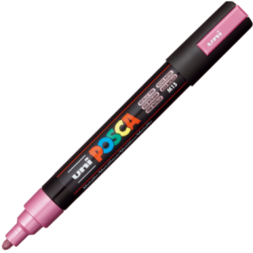 Marker UNI PC-5M 1. 8-2. 5 mm, roz metalizat, Posca