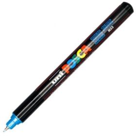 Marker UNI PC-1MR 0. 7 mm, varf metalic fin, albastru metalizat, Posca