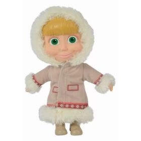 Papusa Masha cu corp moale si hainute albe, 23cm