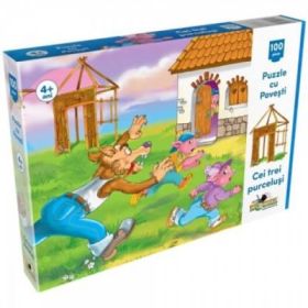 Puzzle 100 piese Cei trei purcelusi, Noriel