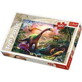 Puzzle 100 piese, Pe taramul dinozaurilor, Trefl