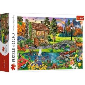 Puzzle 6000 piese, Casuta din munti, Trefl