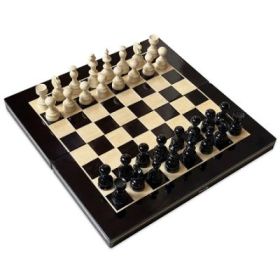 Joc Sah si Table din lemn, alb-negru, Ludicus
