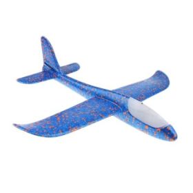 Avion din polistiren, 47 cm, cu led, albastru