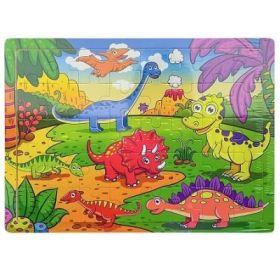 Puzzle lemn, 40 piese, Dinozauri