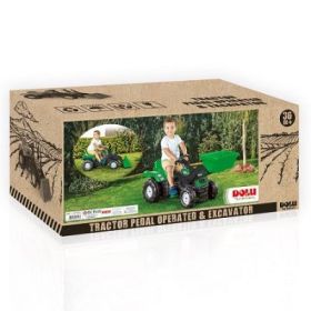 Tractor cu pedale si Remorca, verde, 52x110x45 cm