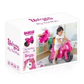 Motocicleta fara pedale, roz-unicorn, 50x71x27 cm